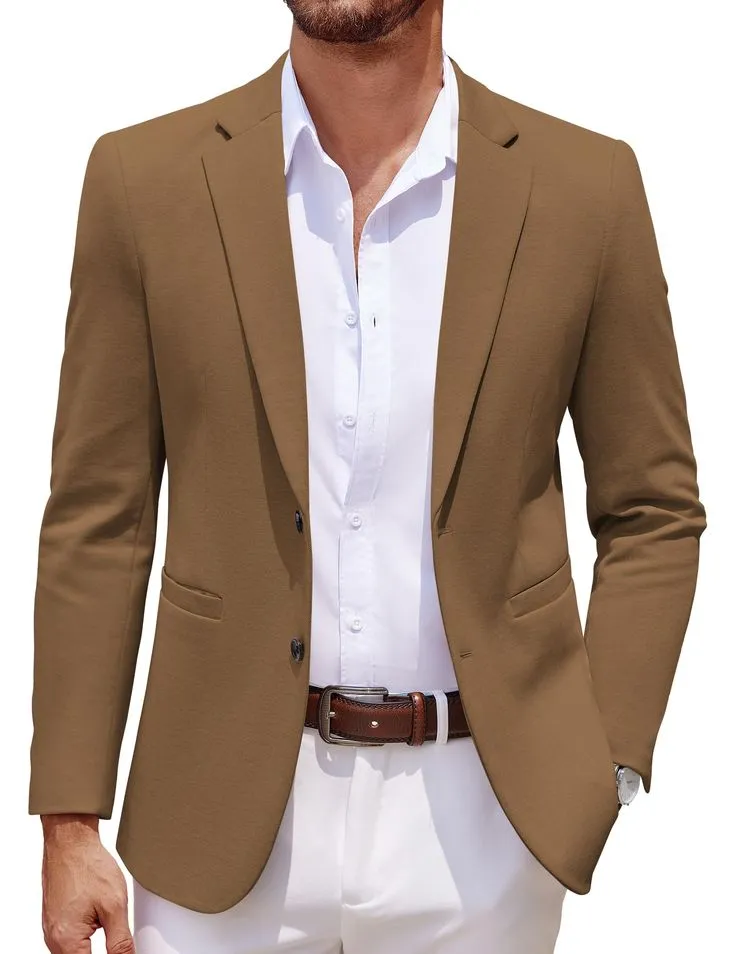 Men's casual knit blazer fabric texture detail